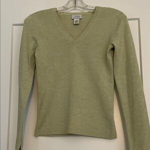 LOFT V-Neck Sweater in Light Green